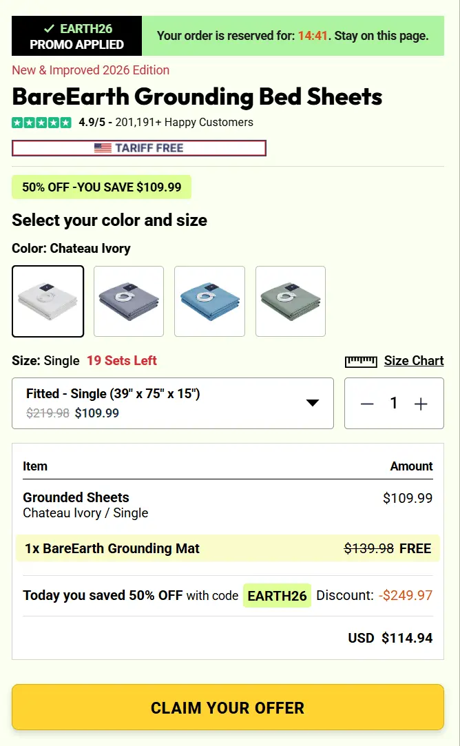 bareeath grouding bed sheets Best price package offer
